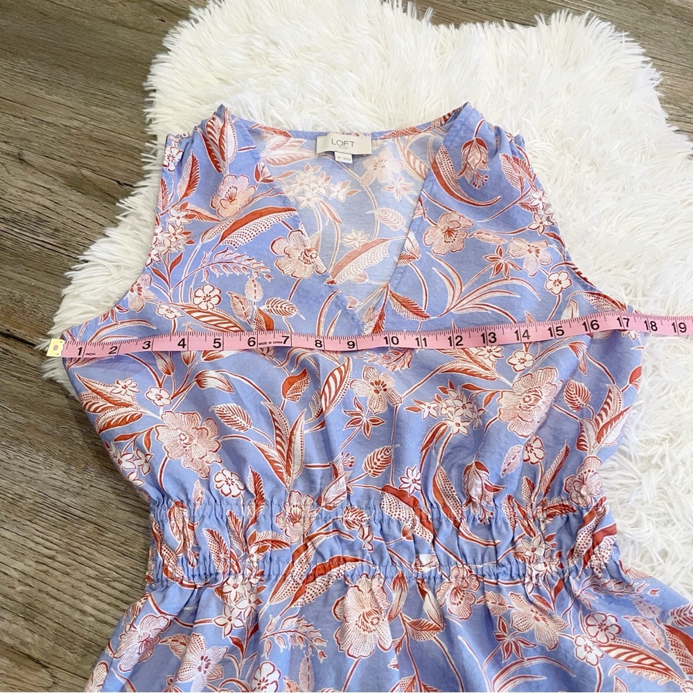 LOFT Outlet Peplum Blouse Top Botanical V-Neck XS Coastal Grandmother Spring - Picture 3 of 6